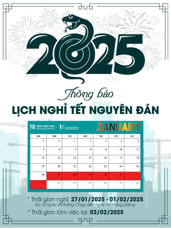 KIẾN THIẾT VIỆT THÔNG BÁO NGHỈ TẾT NGUYÊN ĐÁN 2025