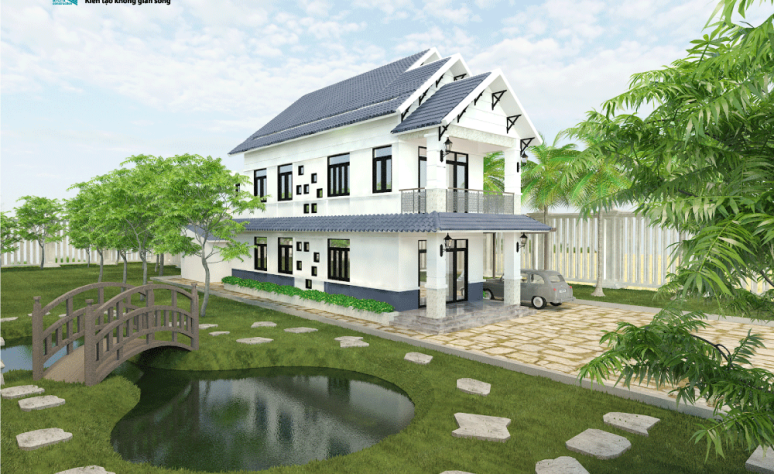 Ấn tượng với biệt thự vườn mái thái 2 tầng