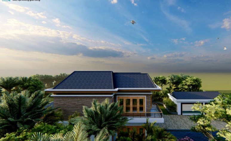 Thiết kế biệt thự sân vườn mái thái hồ bơi