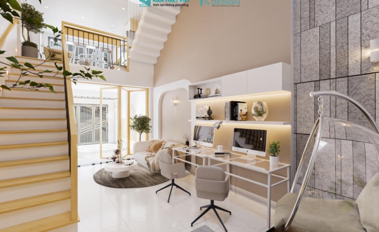 Thiết kế nhà phố hiện đại 5 tầng có gara ô tô