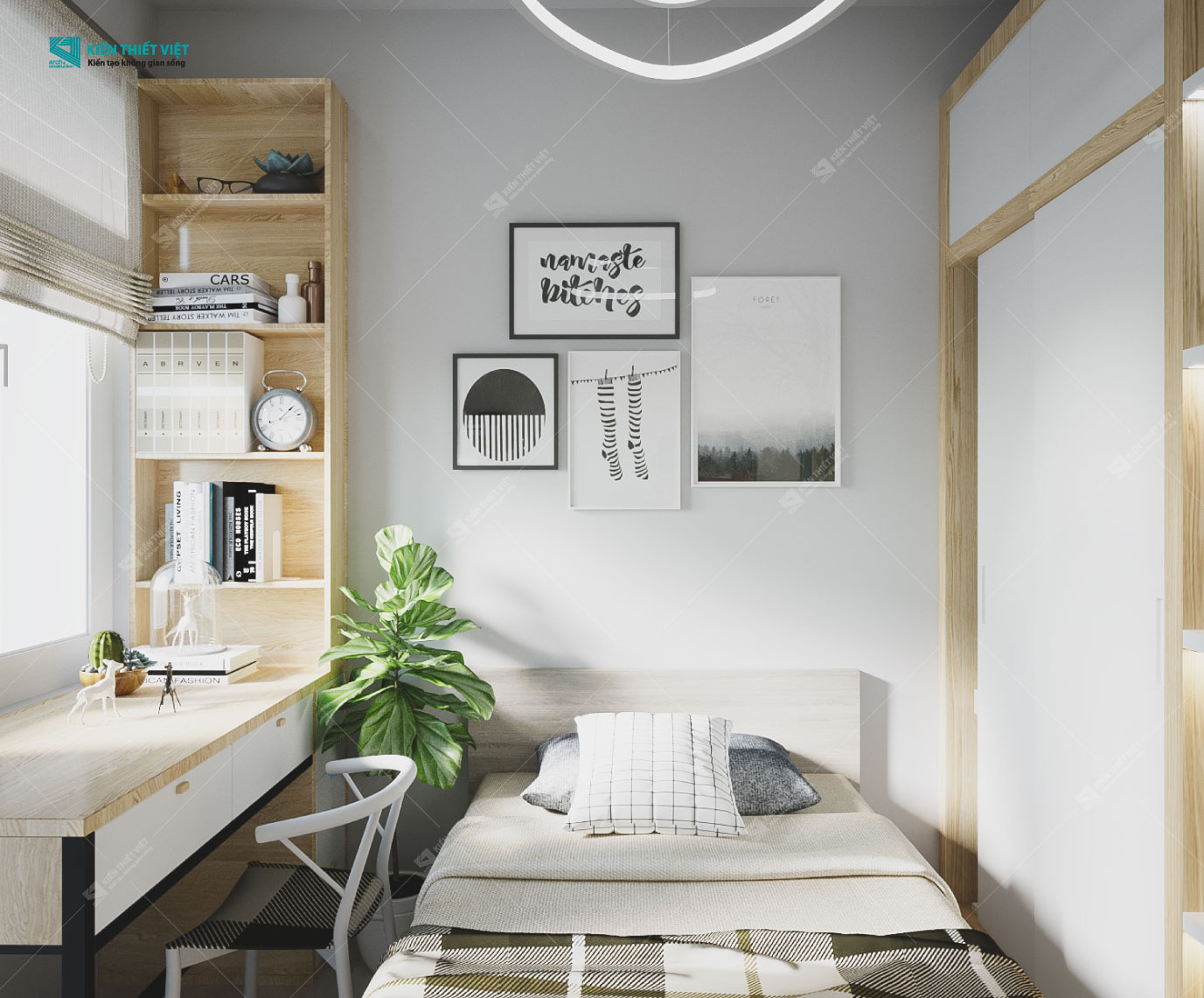 Phối cảnh 3D – Thiết kế nhà phố 1 trệt 2 lầu hiện đại (7)