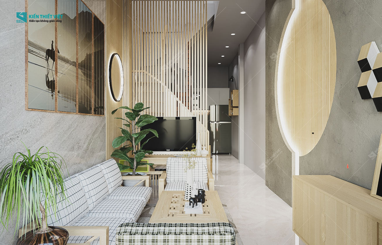 Phối cảnh 3D – Thiết kế nhà phố 1 trệt 2 lầu hiện đại (5)