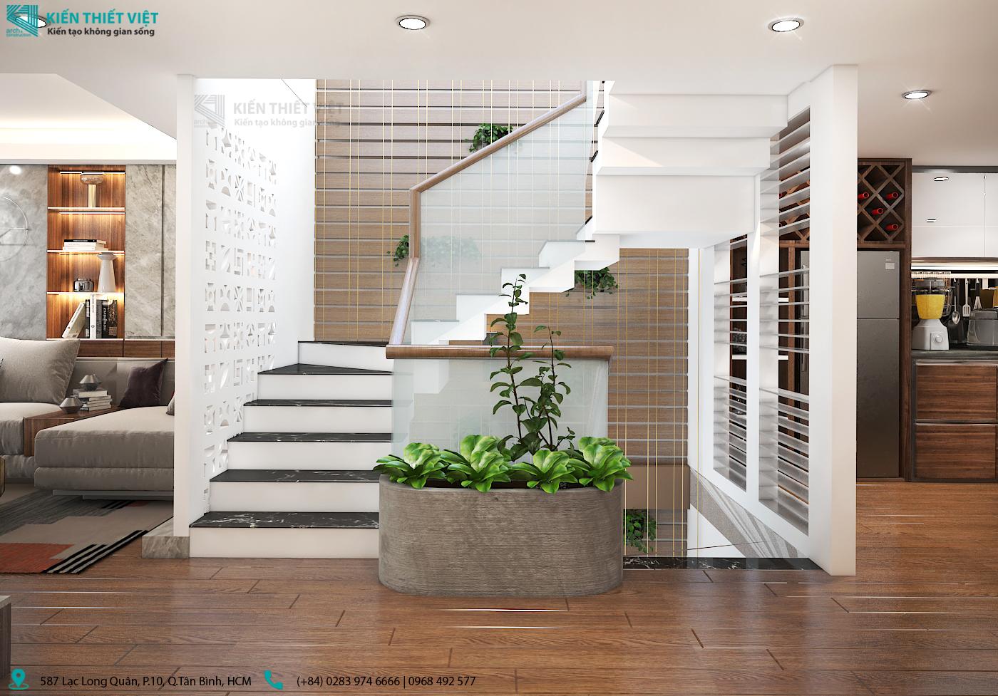 Phối cảnh 3D – Thiết kế nhà phố 1 trệt 1 lửng 2 lầu có sân thượng – 4x16m (3)