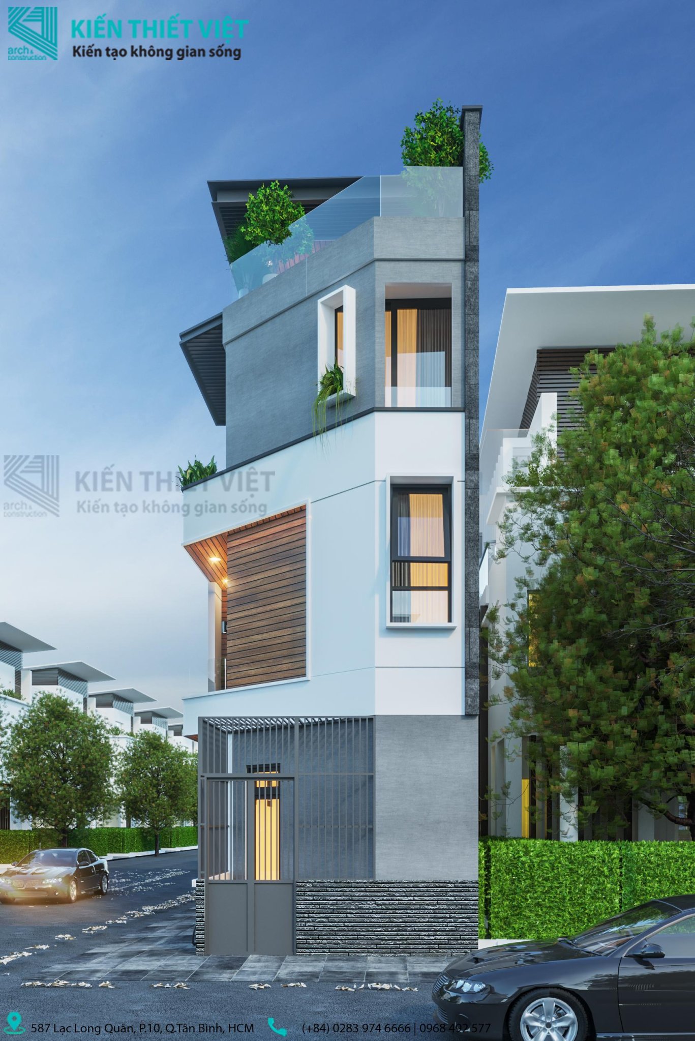 Phối cảnh 3D – Thiết kế nhà phố 2 mặt tiền Anh Phong (1)