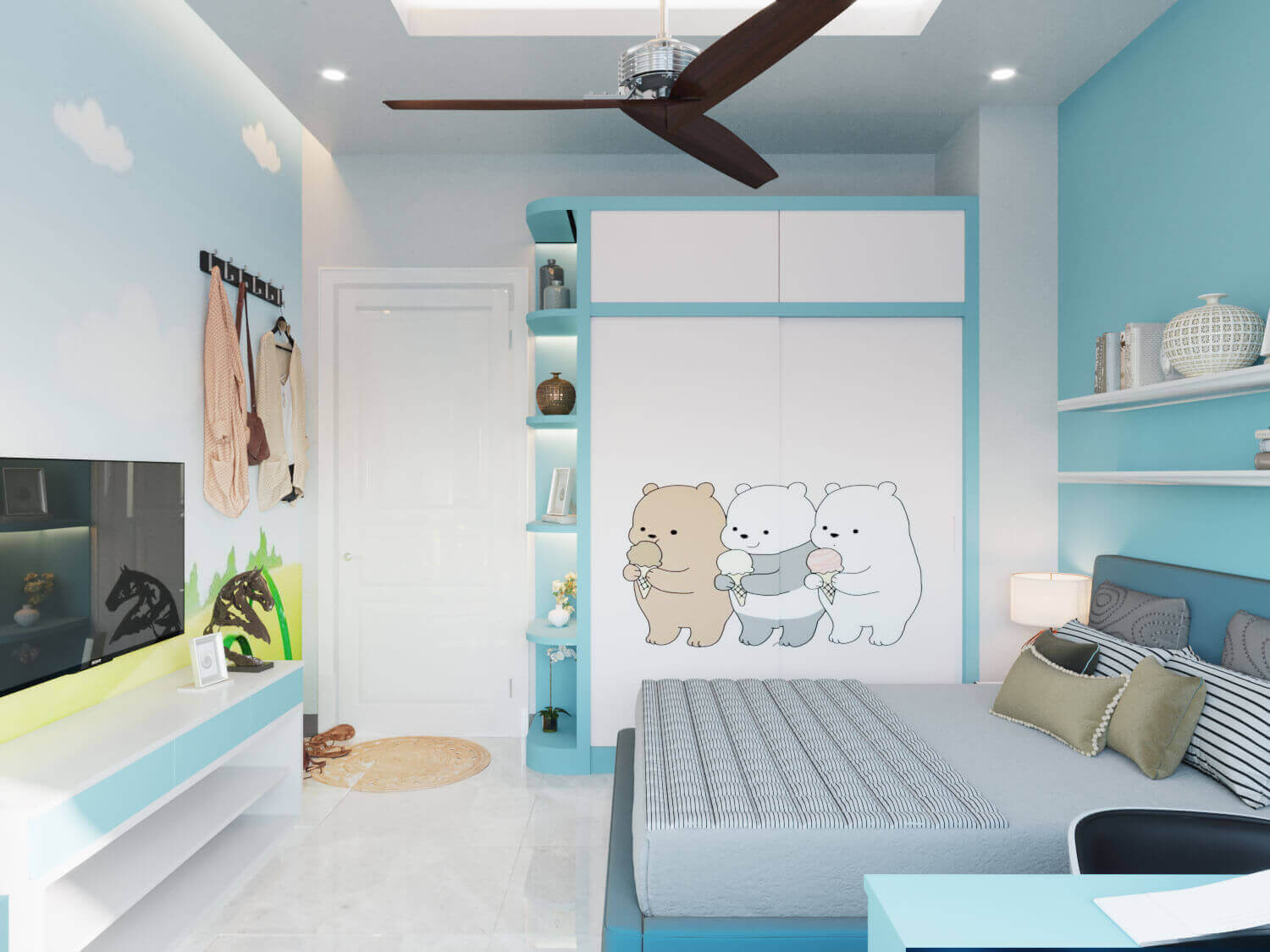 Phối cảnh 3D – Thiết kế nhà phố 4 tầng hiện đại kết hợp không gian kinh doanh Anh Minh (8)