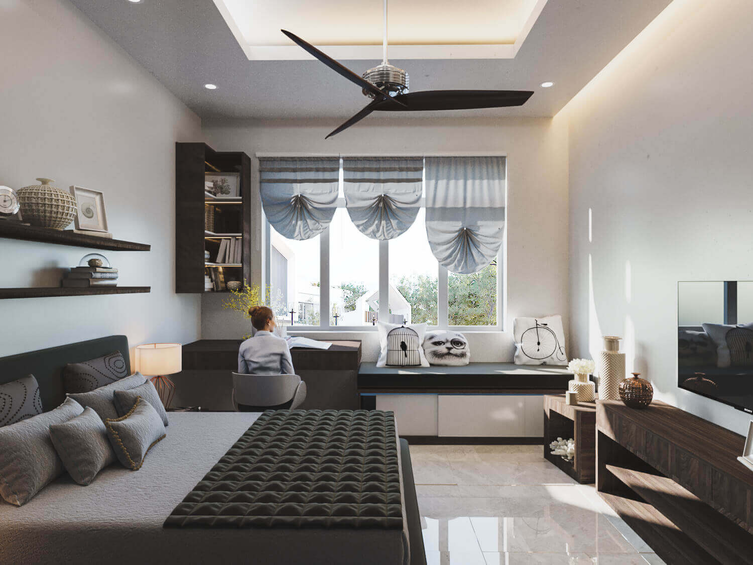 Phối cảnh 3D – Thiết kế nhà phố 4 tầng hiện đại kết hợp không gian kinh doanh Anh Minh (10)