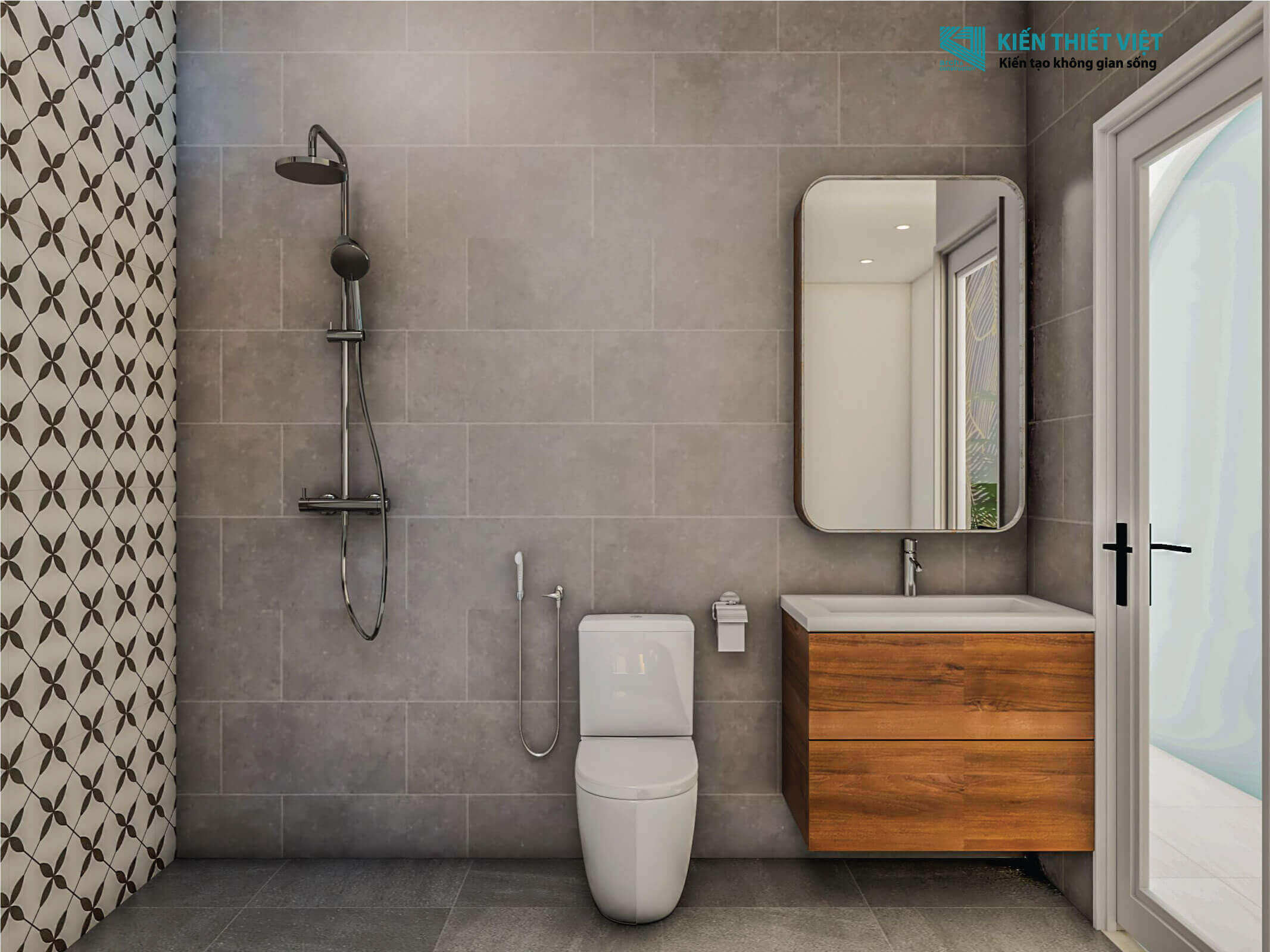 Phối cảnh 3D – Thiết kế nhà phố 3 tầng tại Long An Chị Linh (5)