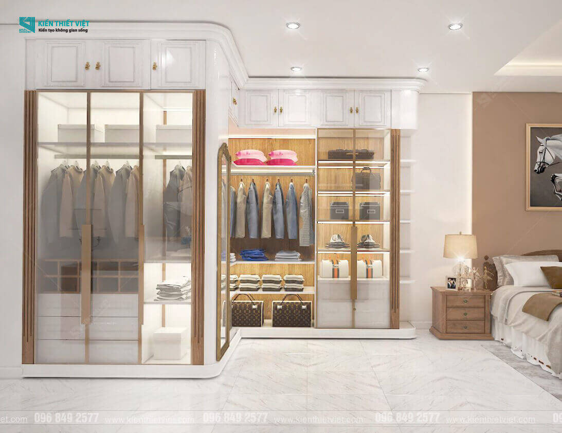 Phối cảnh 3D – Thiết kế nội thất nhà phố tân cổ điển nhà Chú Khang (11)