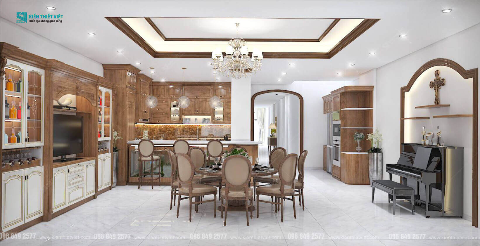 Phối cảnh 3D – Thiết kế nội thất nhà phố tân cổ điển nhà Chú Khang (13)