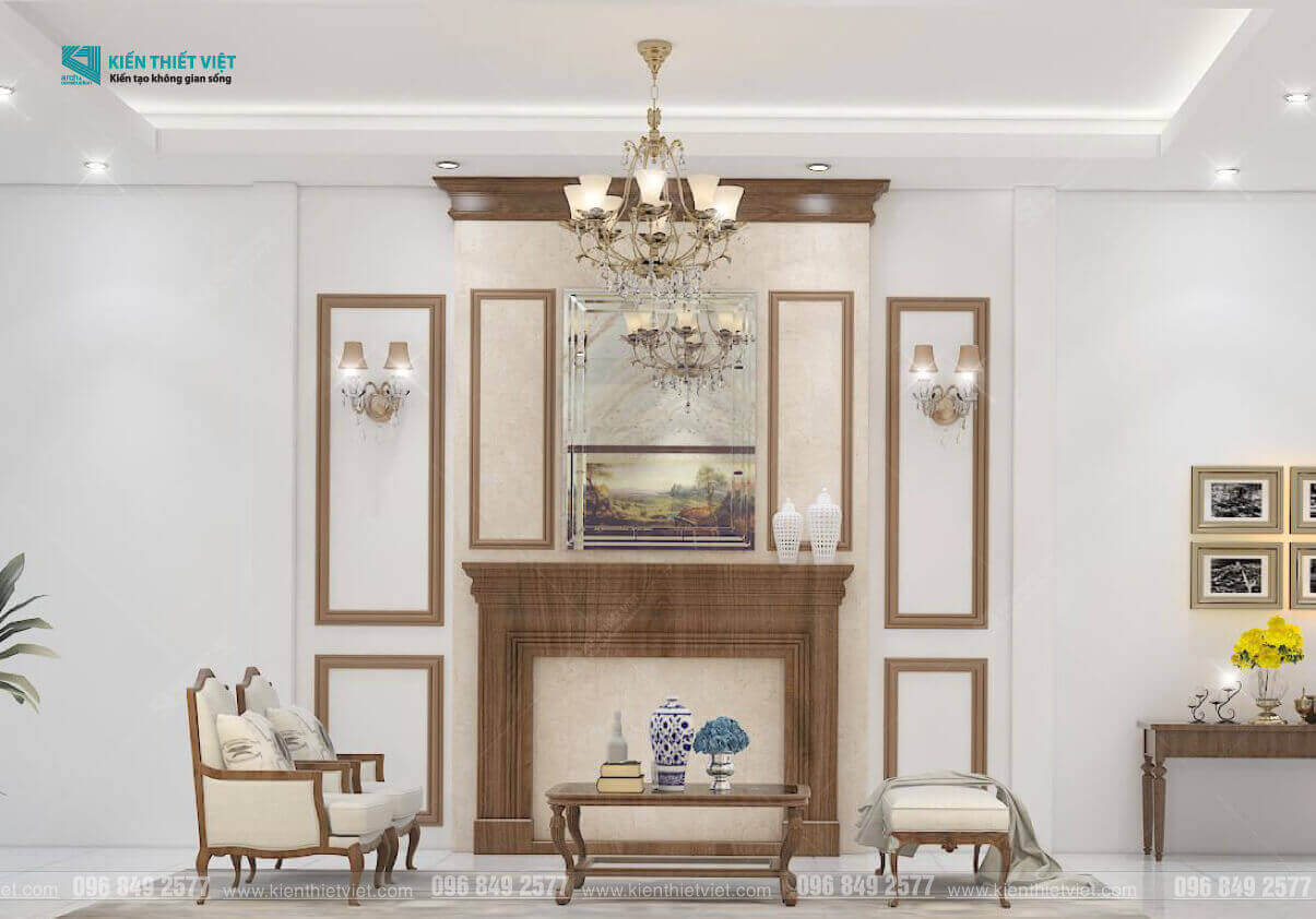 Phối cảnh 3D – Thiết kế nội thất nhà phố tân cổ điển nhà Chú Khang (3)