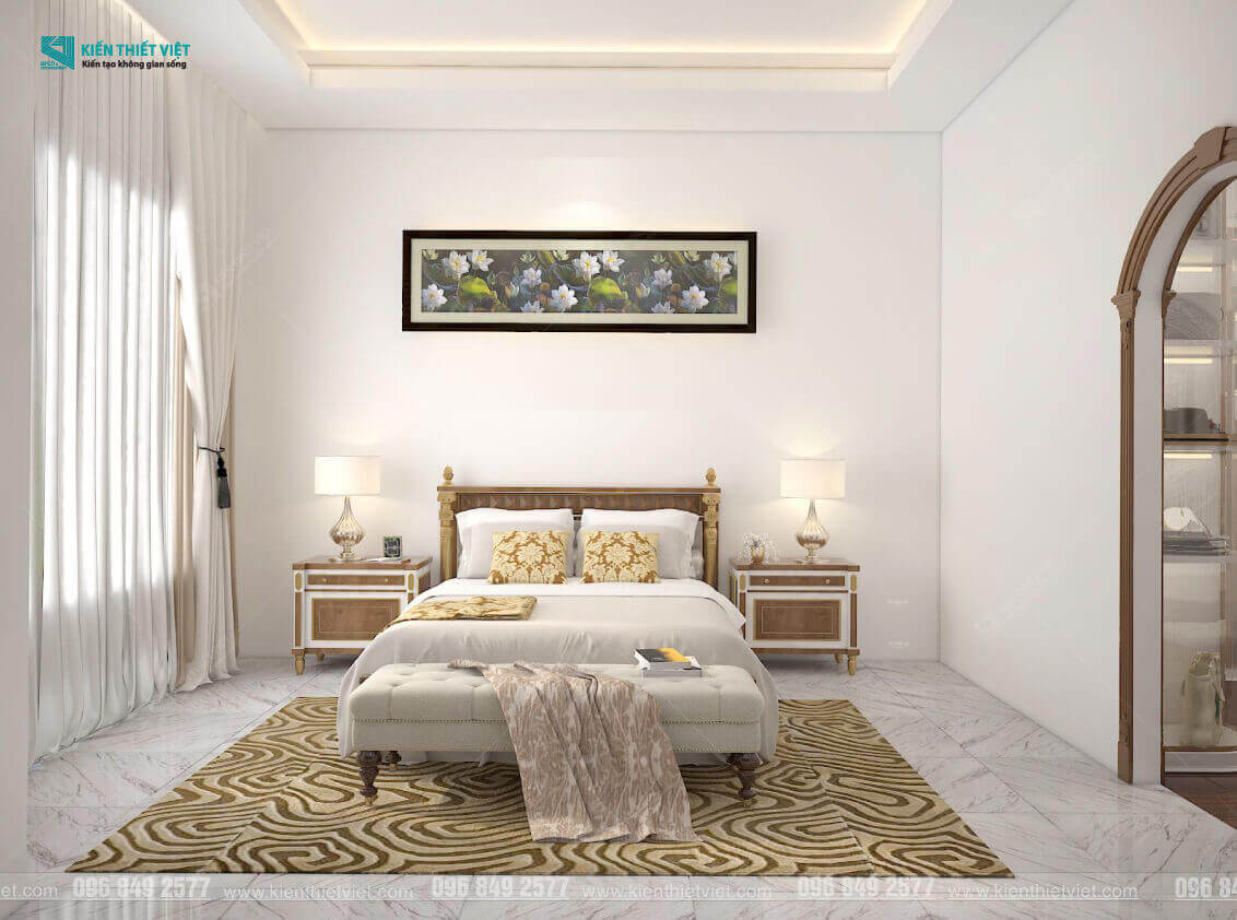 Phối cảnh 3D – Thiết kế nội thất nhà phố tân cổ điển nhà Chú Khang (6)
