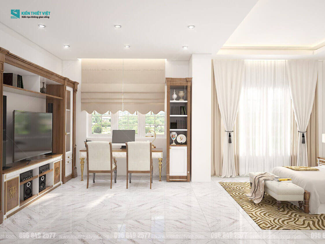 Phối cảnh 3D – Thiết kế nội thất nhà phố tân cổ điển nhà Chú Khang (9)