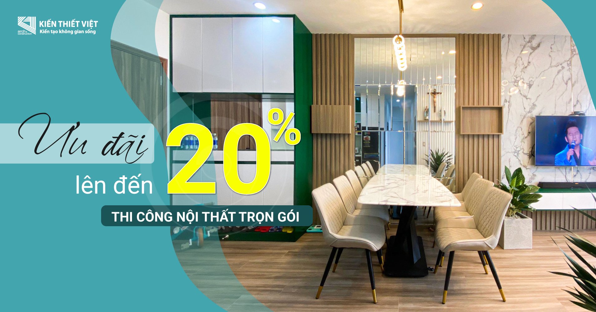 ưu đãi 20% khi thi công nội thất