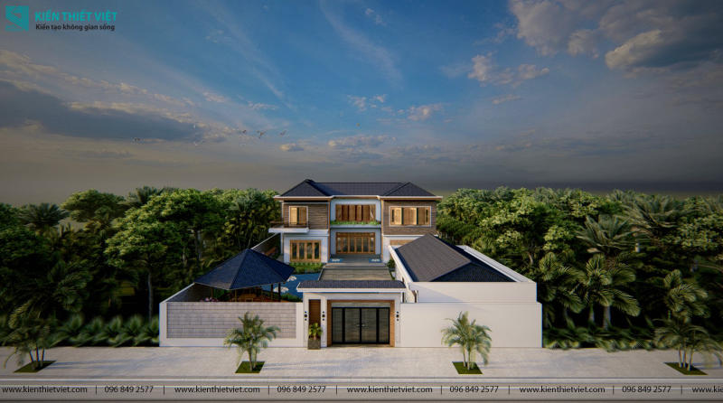 Thiết Kế Biệt Thự Sân Vườn Mái Thái Hồ Bơi (1)
