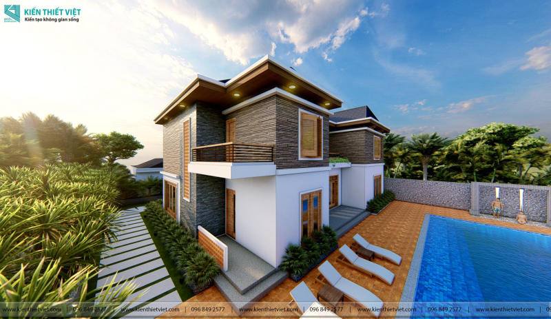 Thiết Kế Biệt Thự Sân Vườn Mái Thái Hồ Bơi (8)