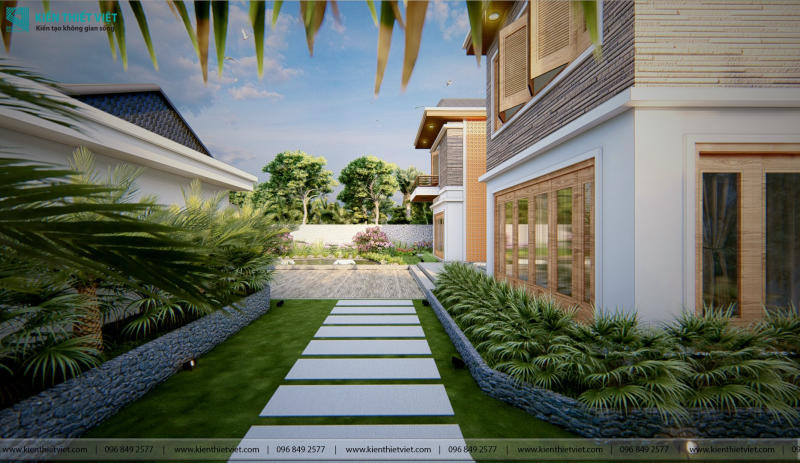 Thiết Kế Biệt Thự Sân Vườn Mái Thái Hồ Bơi (9)