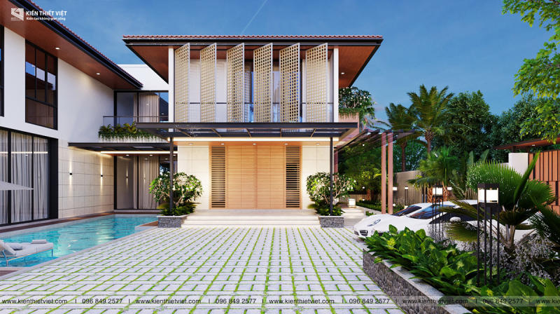 thiết kế biệt thự hiện đại hồ bơi sân vườn (7)
