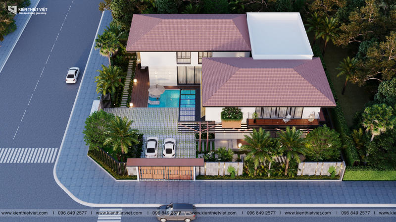 thiết kế biệt thự hiện đại hồ bơi sân vườn (4)