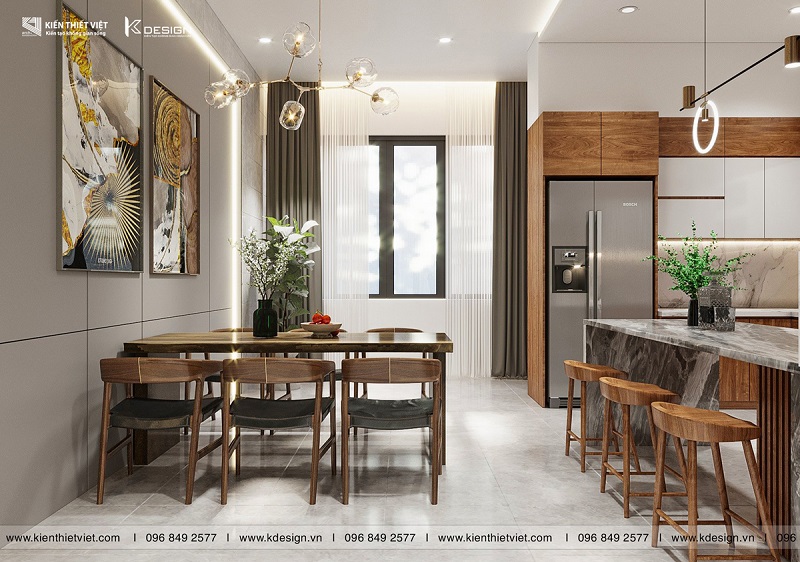 Nội thất phòng khách với bếp (10)