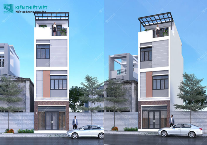thiết kế nhà phố 1 trệt 3 lầu