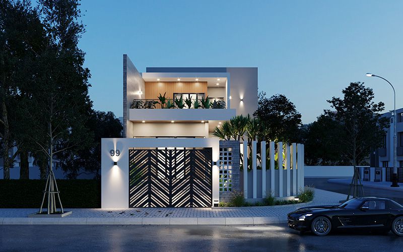 Mẫu nhà lô góc 2 mặt tiền 2 tầng đơn giản, đẹp, hiện đại 2022 - Kiến Thiết Việt