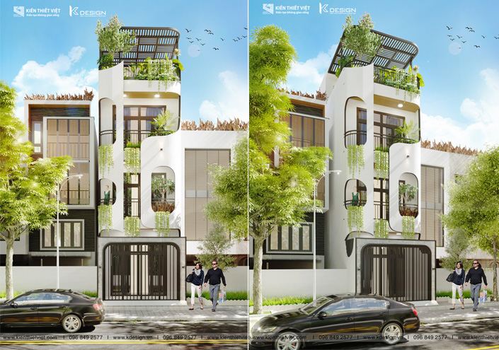 thiết kế nhà phố 4 tầng