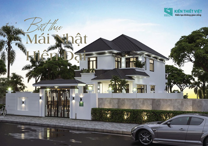mẫu thiết kế biệt thự mái nhật