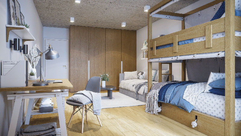 Tầng 1 mẫu thiết kế nhà 3 tầng 5 phòng ngủ