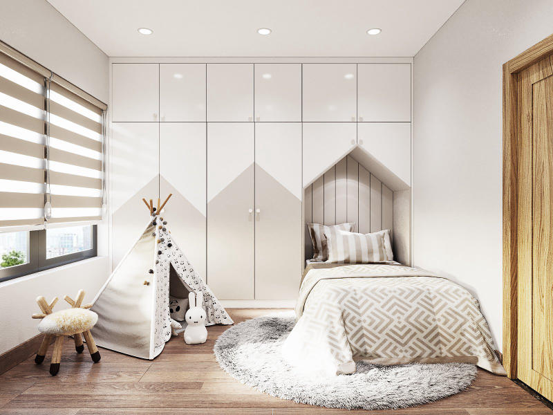 Thiết kế phòng ngủ đẹp gam màu trắng nhẹ nhàng