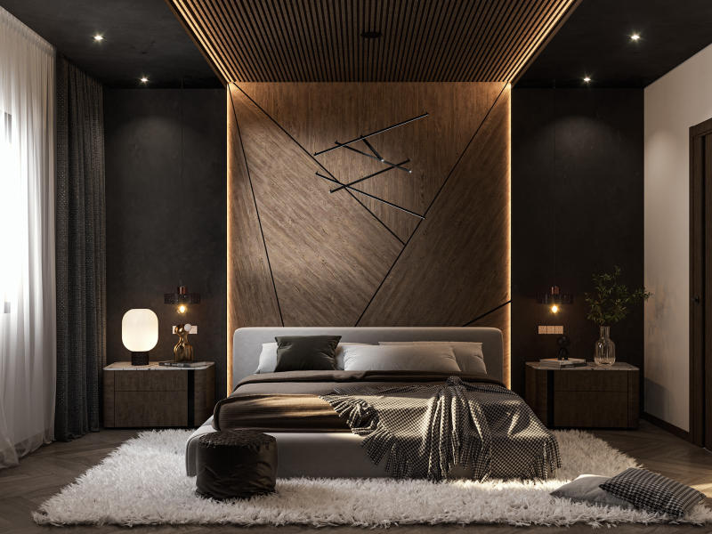 Thiết kế nội thất phòng ngủ tông đen huyền bí