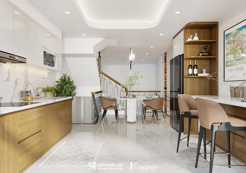 Thiết kế nội thất phòng bếp nhà phố Lâm Quyên quận 12