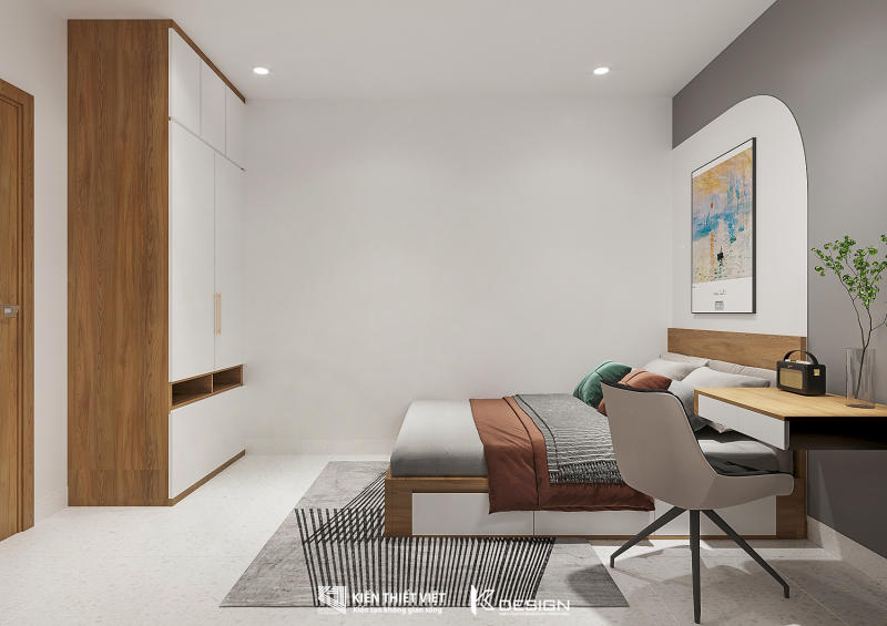 Thiết kế nội thất phòng ngủ khách nhà phố Lâm Quyên quận 12