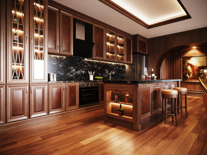 Tủ bếp đẹp bằng gỗ tự nhiên