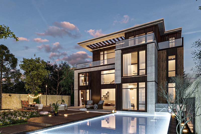 15+ Mẫu thiết kế nhà 400m2 đẹp sang trọng đa phong cách 17 biet thu 3 tang chau au co ho boi hien dai