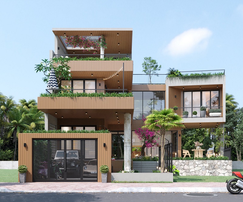 Các phong cách thiết kế biệt thự tại Hà Nội mới nhất hiện nay 4 biet thu phong cach tropical la khong gian mo hai hoa voi thien nhien