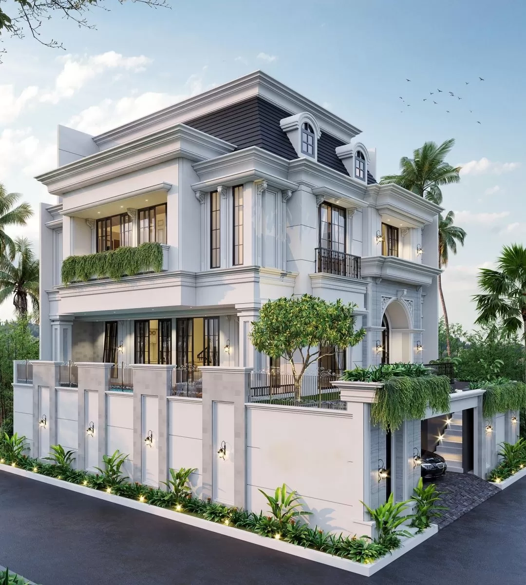 Mẫu nhà 10 tỷ biệt thự và thông tin gia chủ cần nắm rõ 7 bo tri cay xanh va anh sang tai biet thu 10 ty phu hop