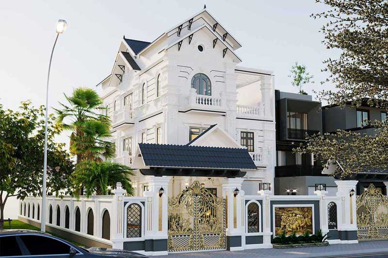 Lưu ý khi thiết nhà tân cổ điển 3 tầng sang trọng 4 cong trinh nha o 3 tang sang trong voi 2 mat tien rong rai