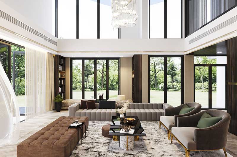 15+ Mẫu thiết kế nhà 400m2 đẹp sang trọng đa phong cách 10 cua kinh don anh sang tao diem nhin dep ra san vuon