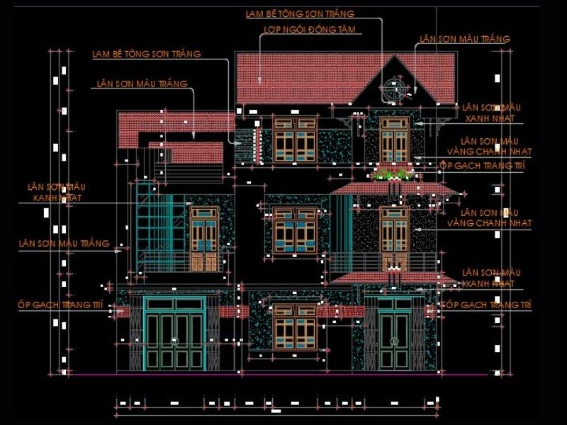 Cập nhật những mẫu file CAD biệt thự sân vườn đẹp nhất 6 file cad biet thu san vuon co 3 tang chi tiet va day du nhat