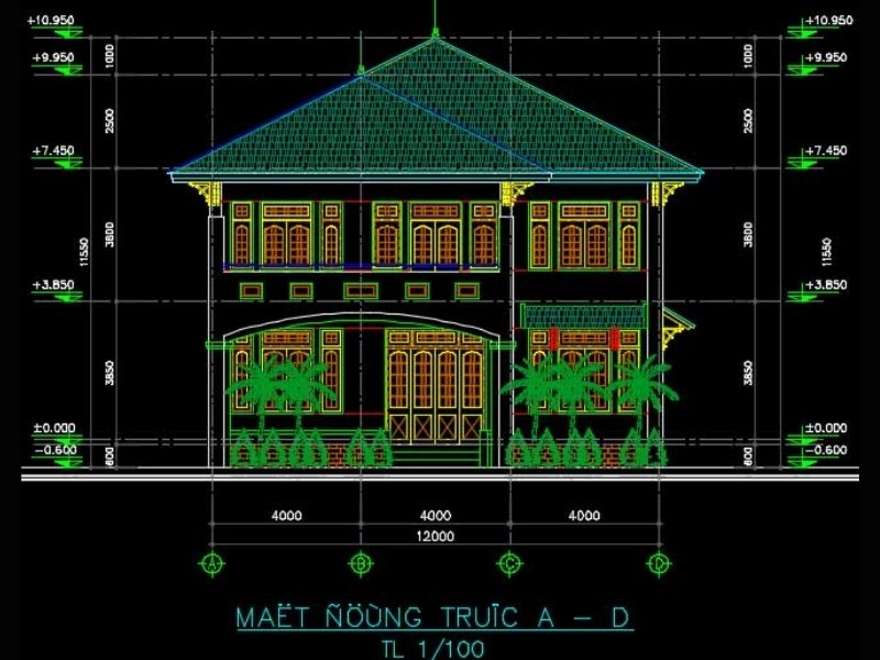 Cập nhật những mẫu file CAD biệt thự sân vườn đẹp nhất 4 file cad biet thu sang vuon co mai ngoi va nhieu cua so dac trung