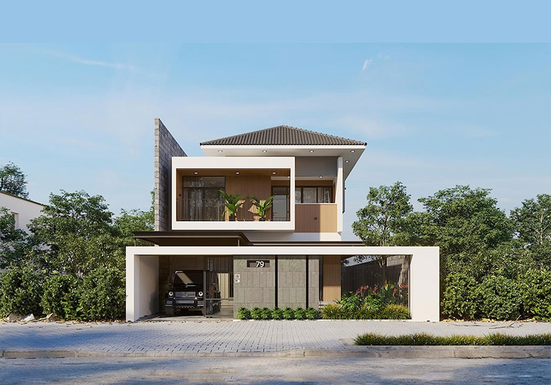 15+ Mẫu gara ô tô biệt thự phù hợp mọi không gian 8 Gara biệt thự phong cách hiện đại giúp kết nối hài hòa cùng không gian sống