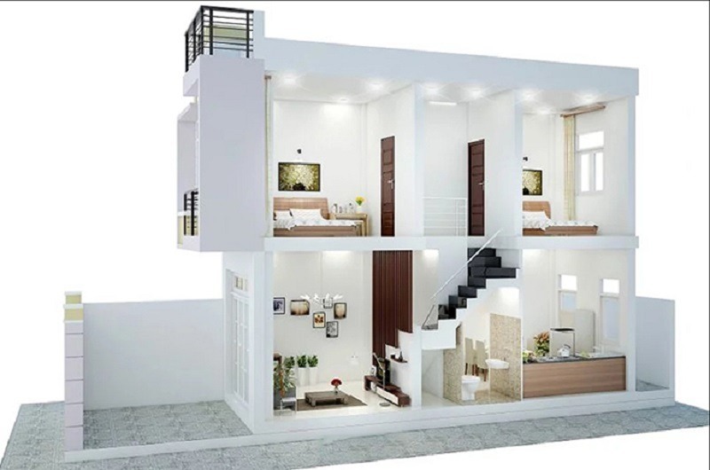 Mặt Cắt Nhà 2 Tầng - Phân Chia Không Gian Hoàn Hảo 1 khai niem ve mat cat nha 2 tang