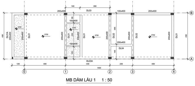 Bản vẽ kết cấu nhà 2 tầng phong cách mới hiện đại nhất 3 Thể hiện rõ vị trí và kích thước dầm, đảm bảo khả năng chịu lực tối ưu cho công trình