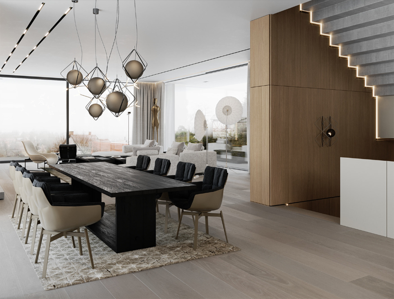 Thiết kế nội thất biệt thự song lập sang trọng và đẳng cấp 2025 10 khong gian phong bep duoc bo tri nhieu cua kinh de tan dung toi da anh sang tu nhien