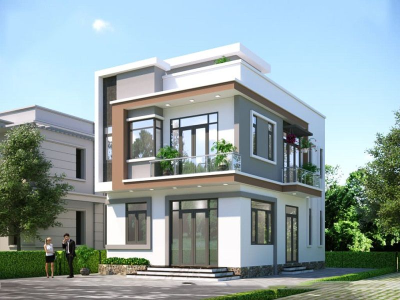 Kính cường lực, nhôm thường được sử dụng trong nhà vuông 2 tầng mái bằng hiện đại Kính cường lực, nhôm thường được sử dụng trong nhà vuông 2 tầng mái bằng hiện đại