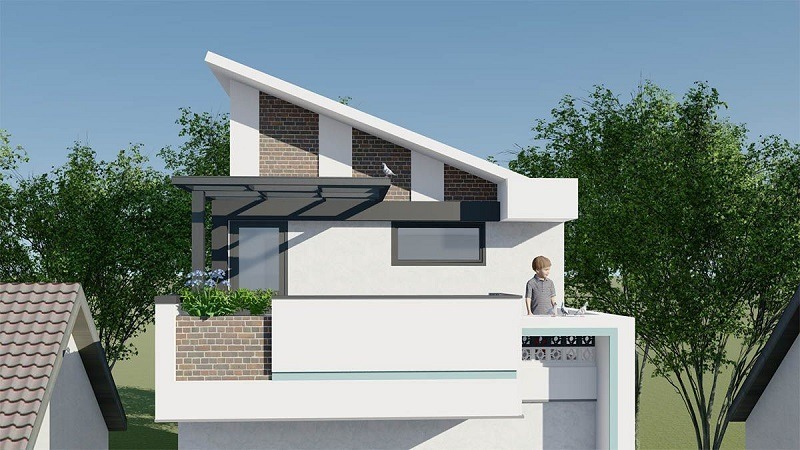 Mẫu Nhà Phố 5x15 Hiện Đại Và Tiện Nghi Cho Gia Đình Trẻ 10 la mat truoc thiet ke nha o mai cheo doc dao