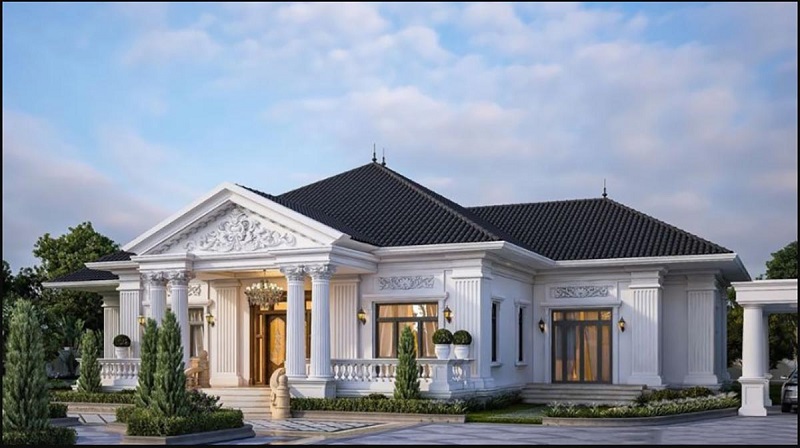 Biệt Thự 1 Tầng 5 Phòng Ngủ - Không Gian Rộng Rãi Cho Đại Gia Đình 2 mau biet thu 1 tang 5 phong ngu theo phong cach co dien