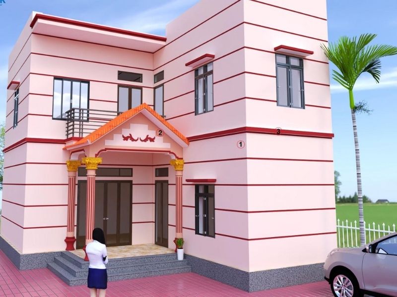 Biệt Thự Màu Hồng: Phong Cách Lãng Mạn Và Độc Đáo 8 mau biet thu mau hong 2 tang phong cach toi gian