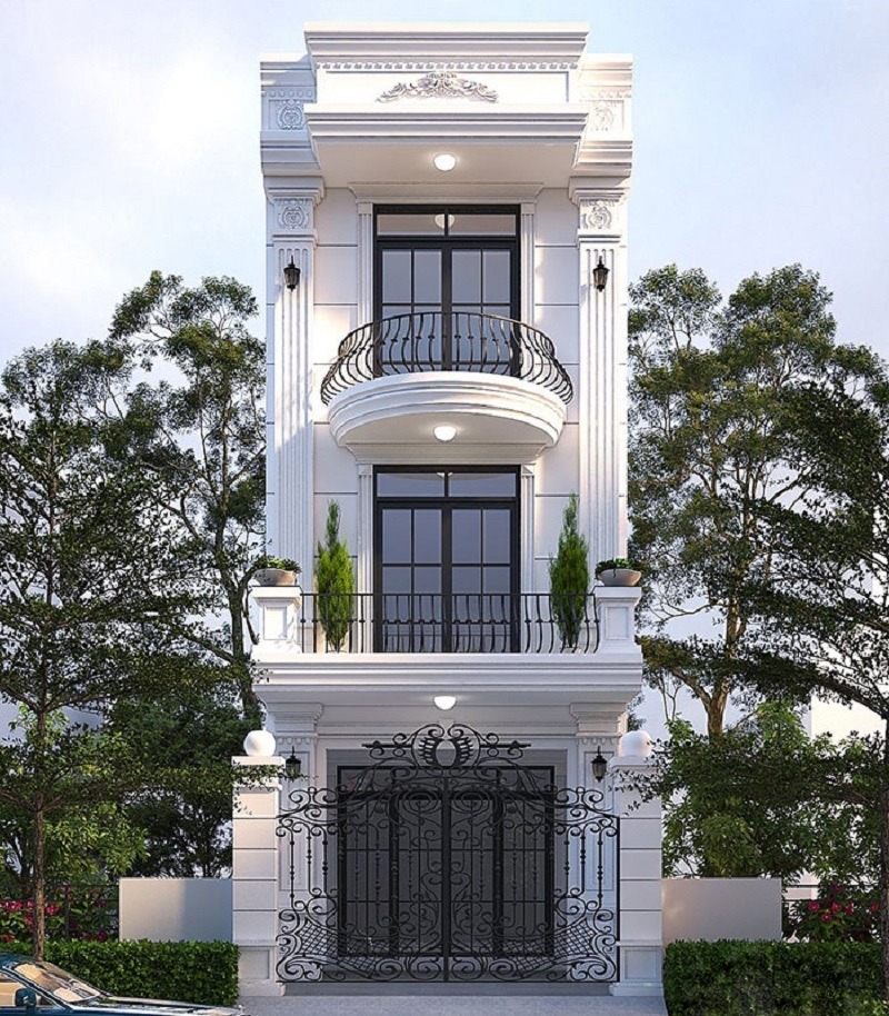 Mẫu Nhà Ống Tân Cổ Điển 3 Tầng Đẹp Sang Trọng 2 mau nha ong tan co dien 3 tang