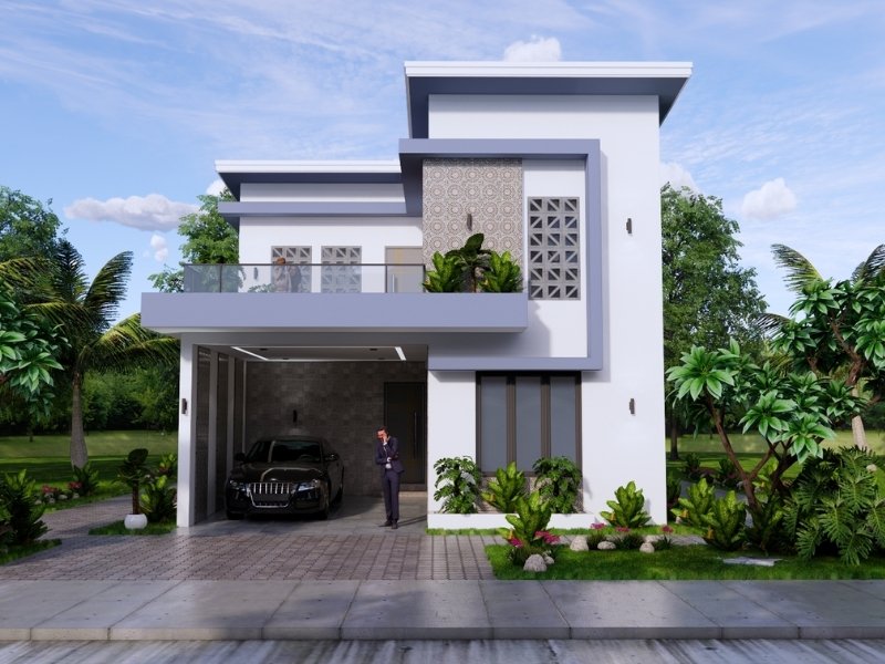 Các mẫu nhà 2 tầng có gara ô tô đẹp theo xu hướng mới 6 mau thiet ke nha 2 tang ket hop gara co khong gian mo mau xam trang
